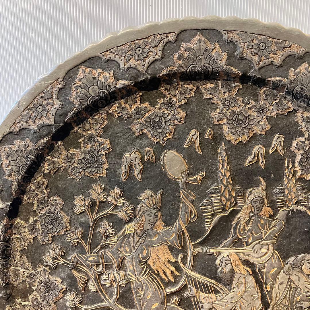 ペルシャ　アンティーク　トレイ　銅製　　壁掛　インテリア　銅板　希少