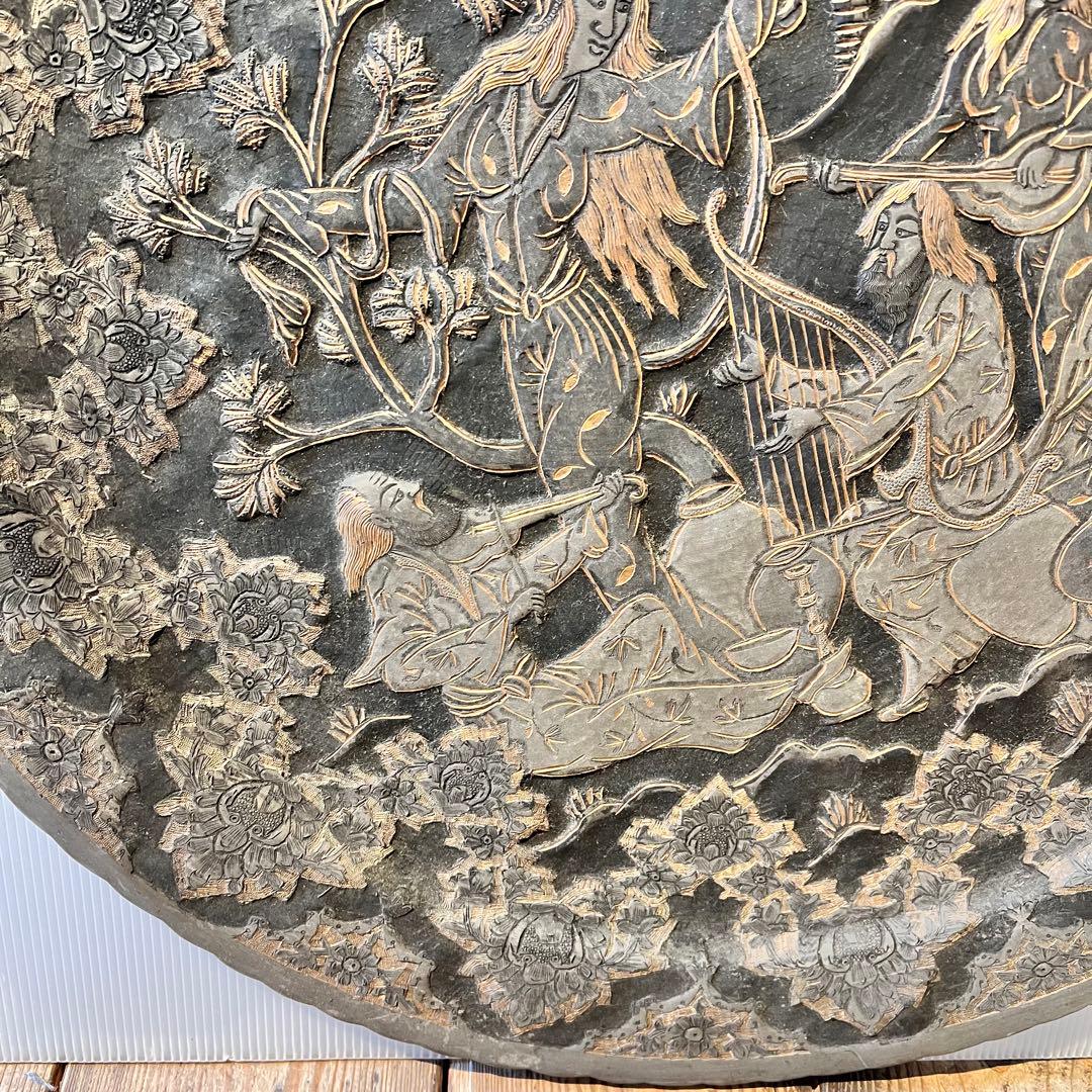 ペルシャ　アンティーク　トレイ　銅製　　壁掛　インテリア　銅板　希少