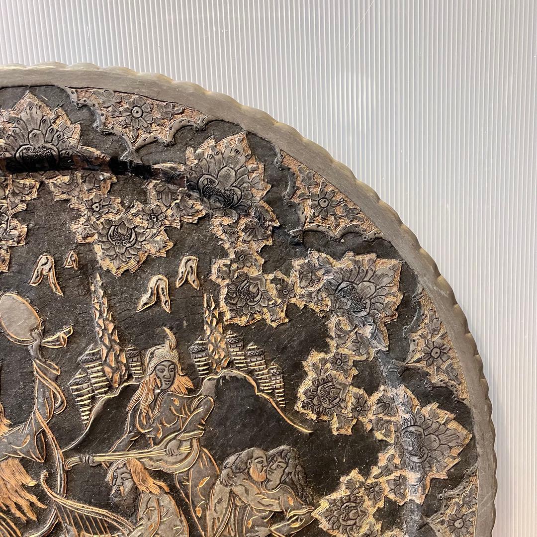 ペルシャ　アンティーク　トレイ　銅製　　壁掛　インテリア　銅板　希少