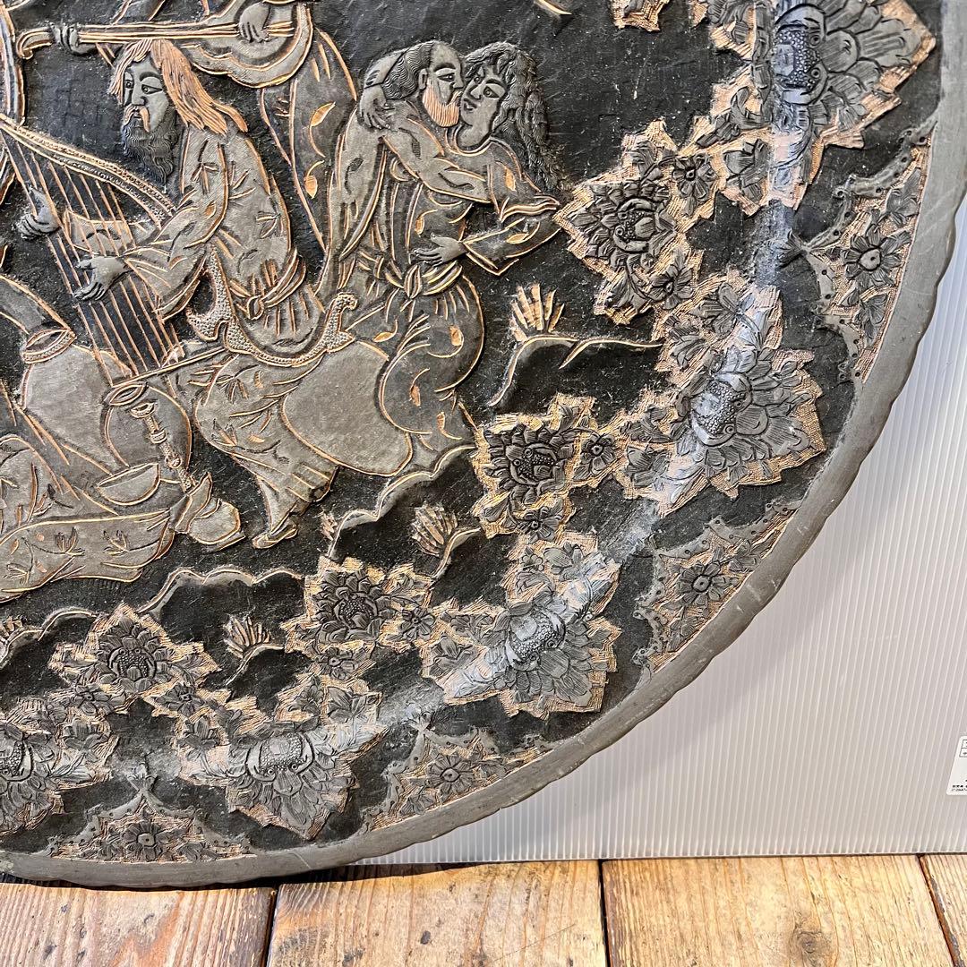 ペルシャ　アンティーク　トレイ　銅製　　壁掛　インテリア　銅板　希少