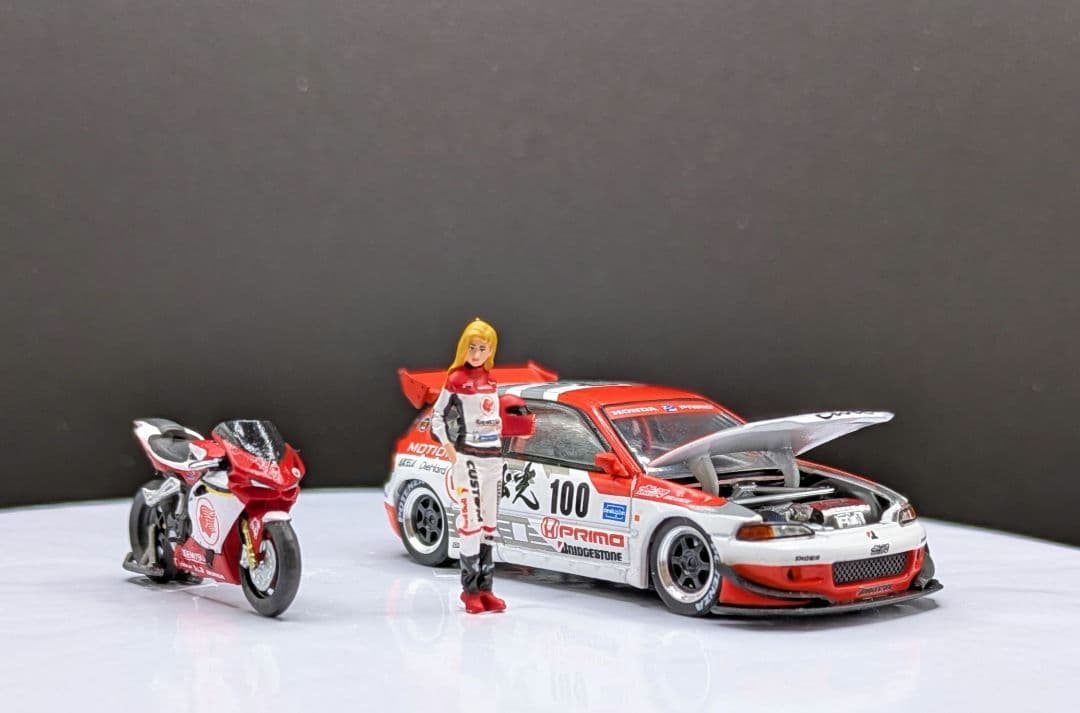 1/64 IDEMITSU Civic EG6＆バイク＆ 女性ライダー