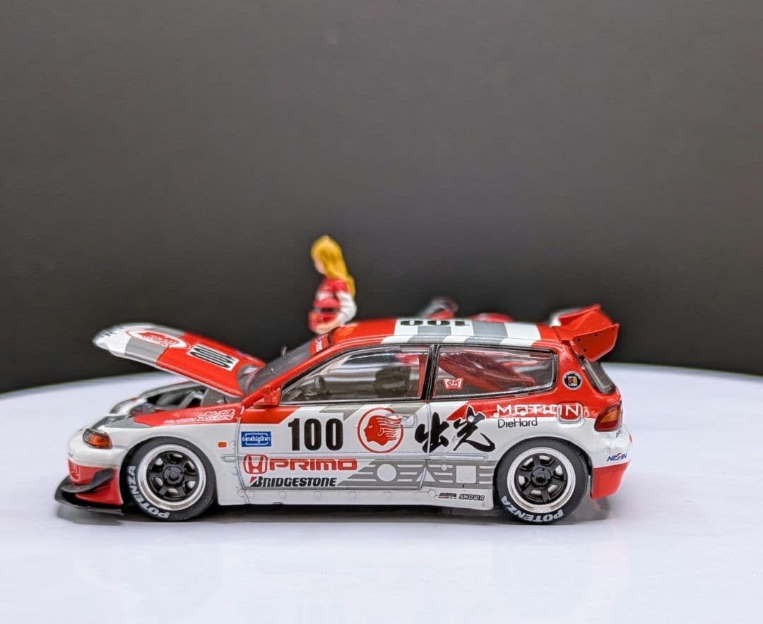 1/64 IDEMITSU Civic EG6＆バイク＆ 女性ライダー