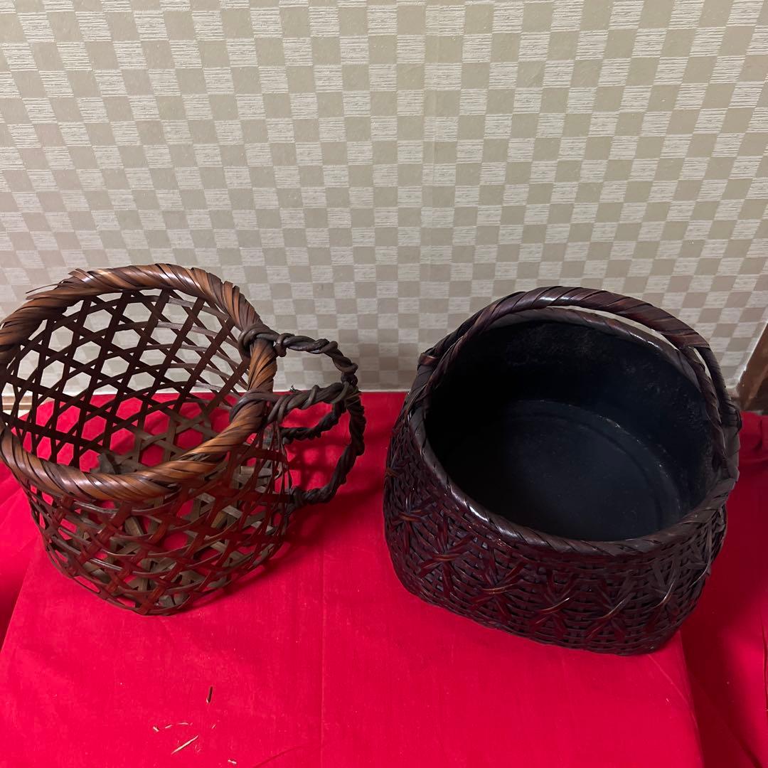 茶道具　花器　竹籠　七点まとめ