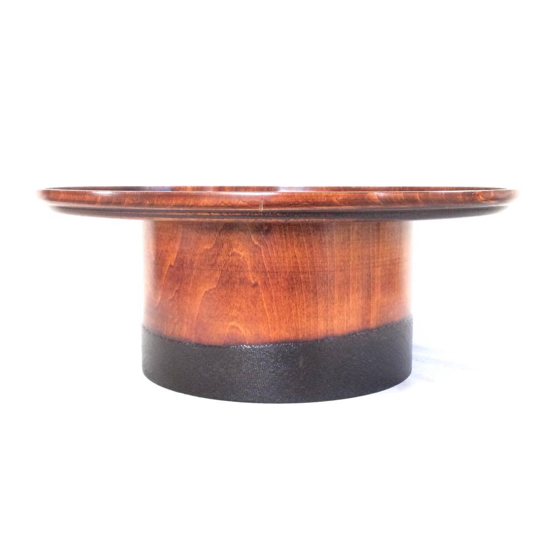 漆器 飾り台 丸台 高足台 天然木 B642