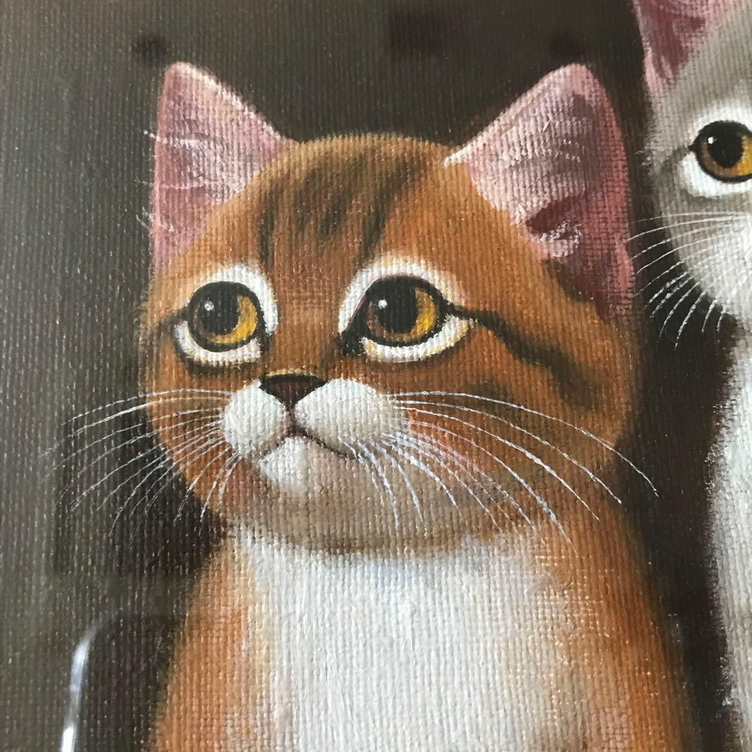 柳田正和「なかよし」油彩 SM 額装 子猫 油絵 油画 C