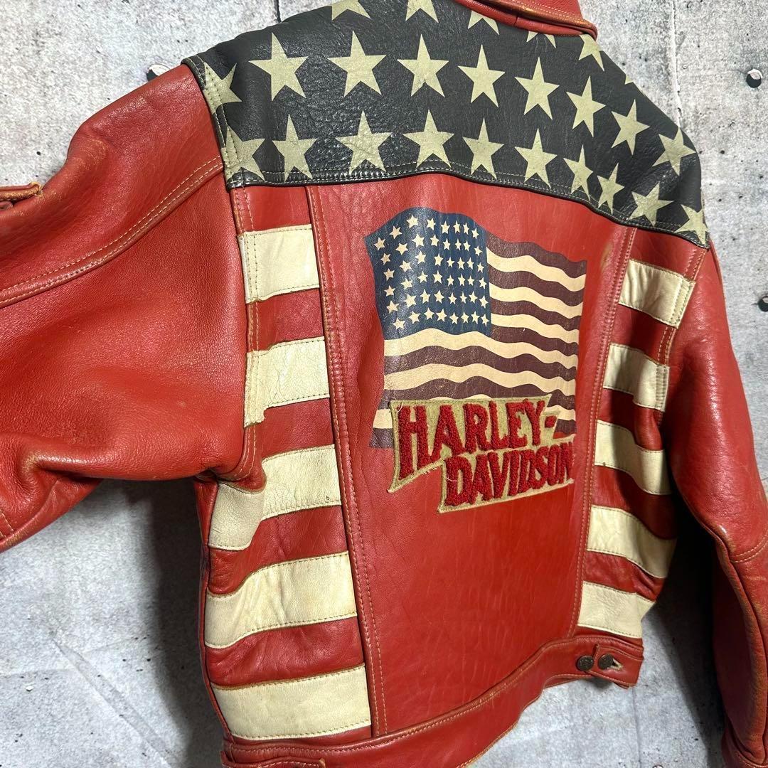 ⭐️90s⭐️HARLEY DAVIDSONライダースジャケット　アメリカ星条旗