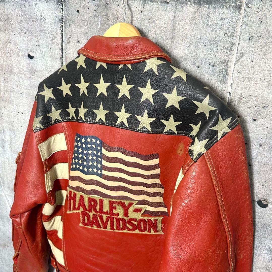 ⭐️90s⭐️HARLEY DAVIDSONライダースジャケット　アメリカ星条旗