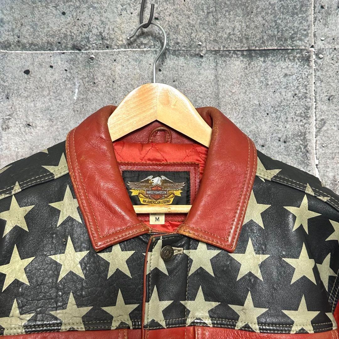 ⭐️90s⭐️HARLEY DAVIDSONライダースジャケット　アメリカ星条旗
