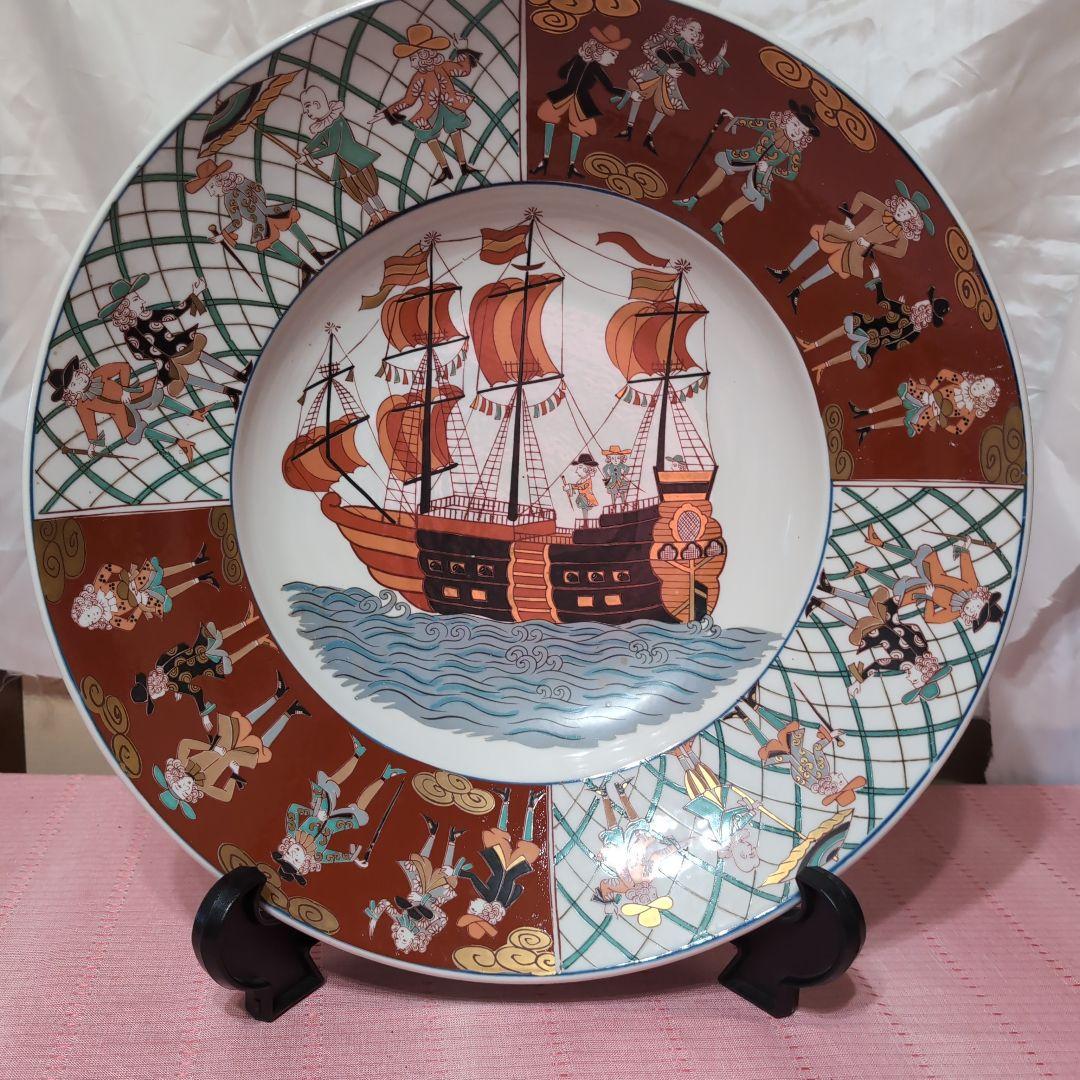 古伊万里南蛮船人物図兜皿