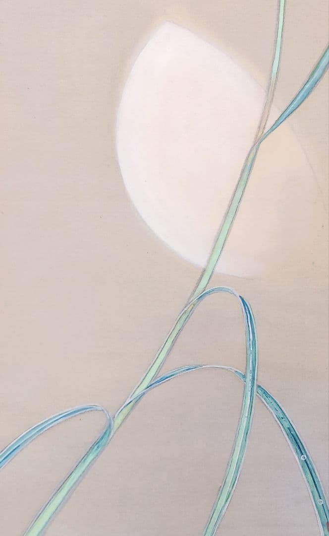 【月下ススキ図】横内松籟 2680 月見 すすき 掛け軸 肉筆