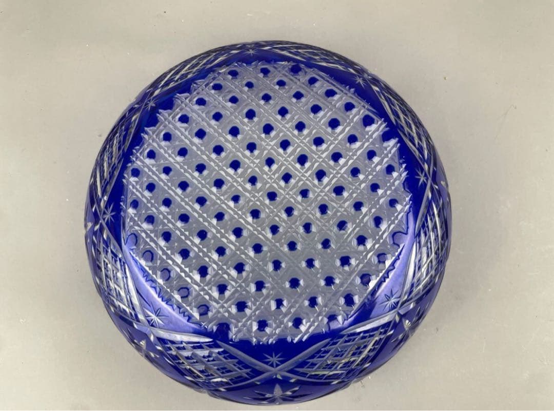 極上品 美品 薩摩切子 明治期 アンティーク 大鉢 工芸硝子 ガラス