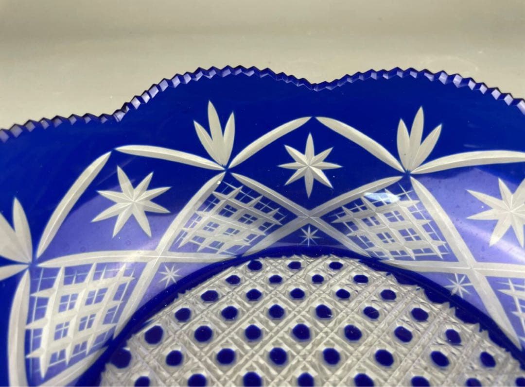 極上品 美品 薩摩切子 明治期 アンティーク 大鉢 工芸硝子 ガラス