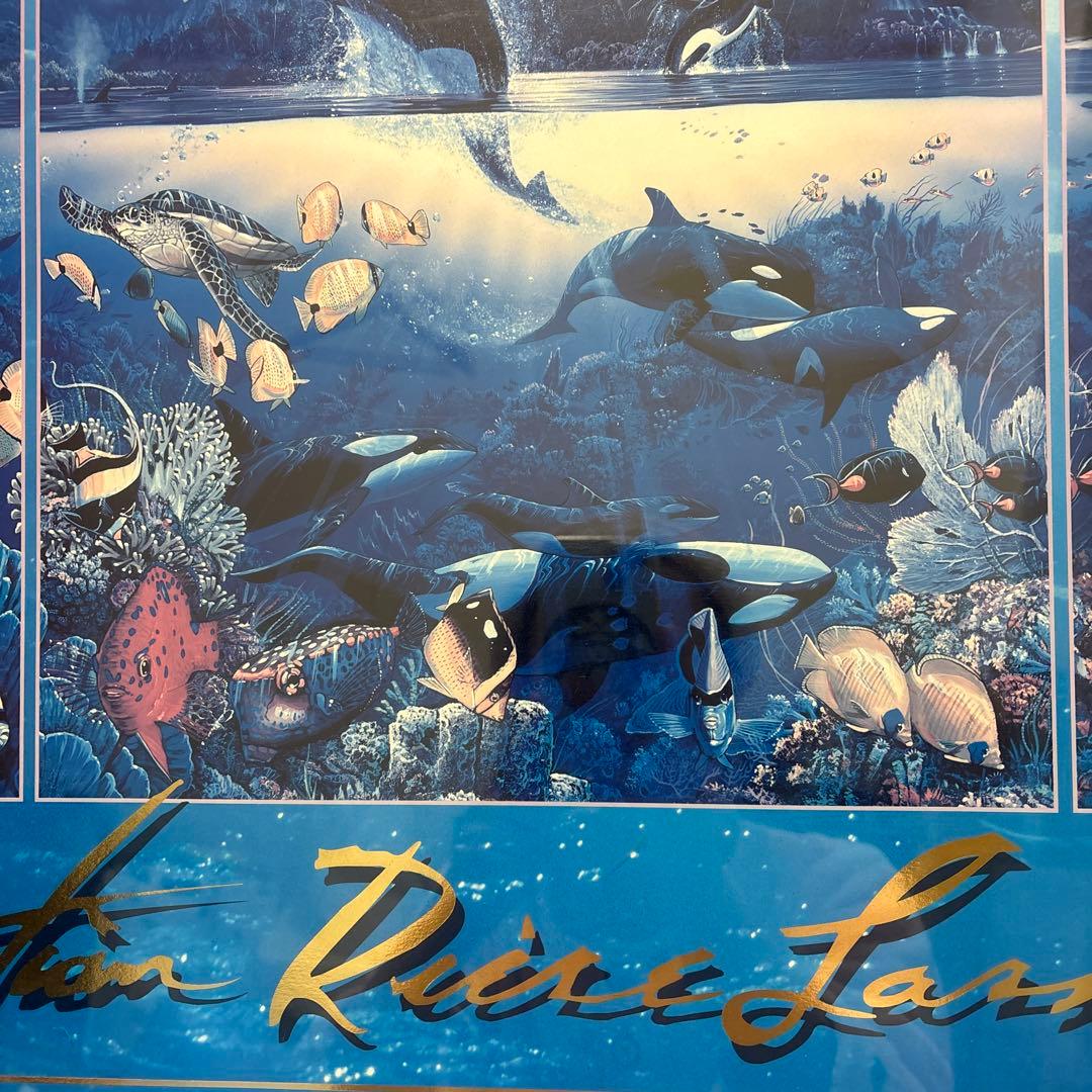 クリスチャン・リース・ラッセン　ハーモニー　額装　ポスター　イルカ　海　マウイ