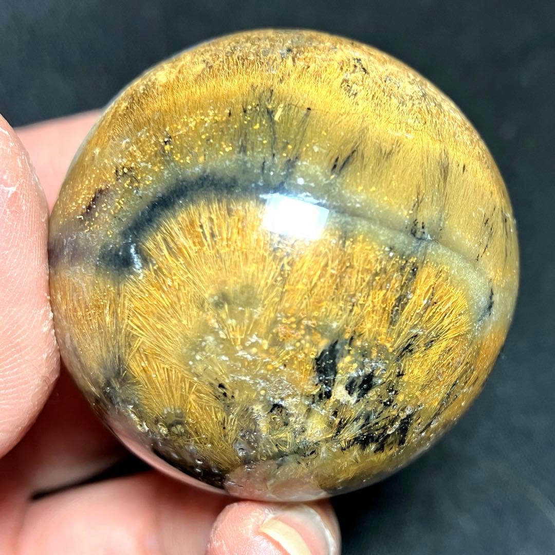 45mm ゴールドルチルクォーツ　丸玉　スフィア　金針水晶