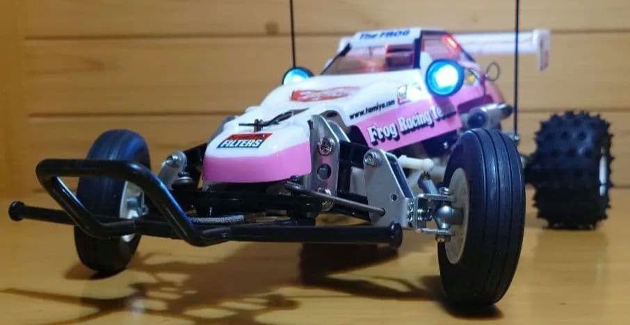 タミヤXBマイティフロッグ前後LEDライト付プロポ付き塗装済み完成品未使用品