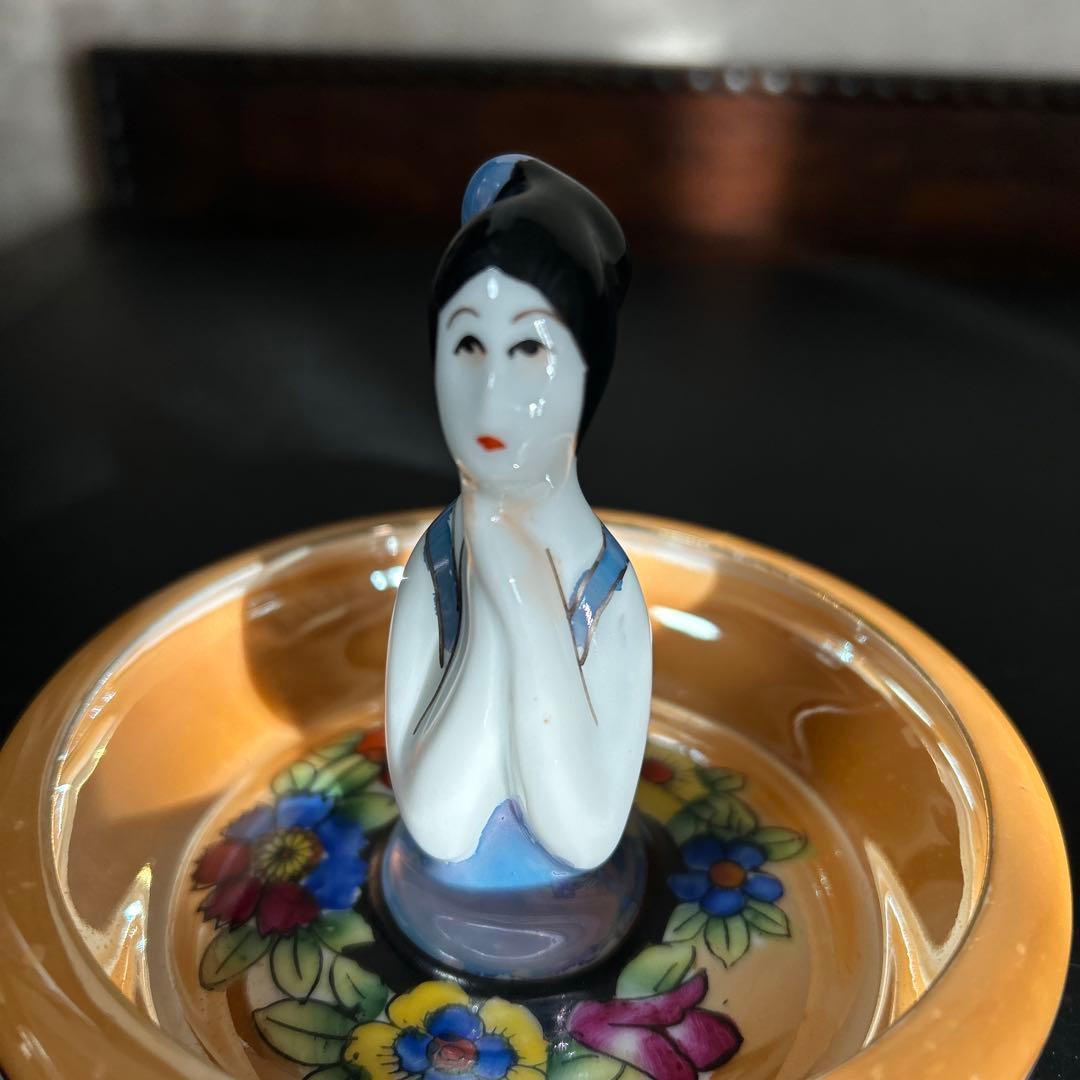 オールドノリタケ　アールデコレディ ラスター彩　ピントレー　小物入れ