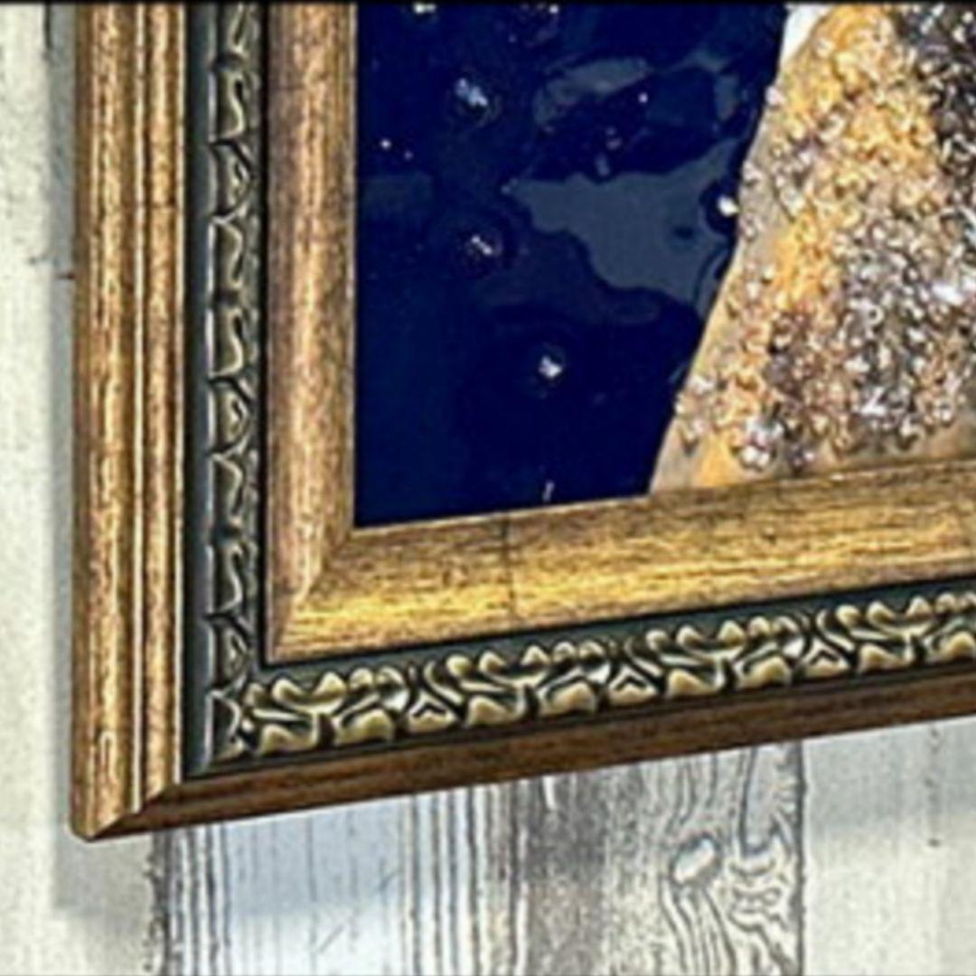 輸入雑貨　天然石　『真珠の耳飾りの少女』クリスタルアート』　水晶絵　宝石アート