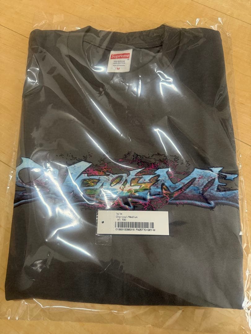 Supreme Tag Tee \"Charcoal\" Mサイズ