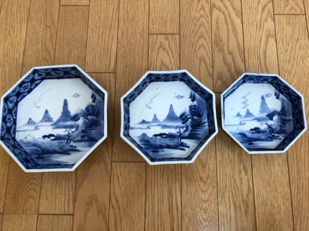 伊万里　八角皿　明治　大中小　鉢　和皿　セット
