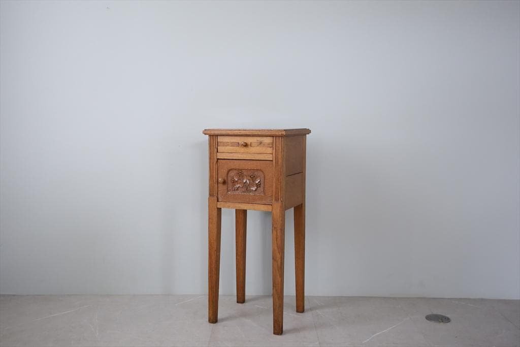 フランスアンティーク木製*大理石キャビネット/ナイトテーブル机(90-143-5