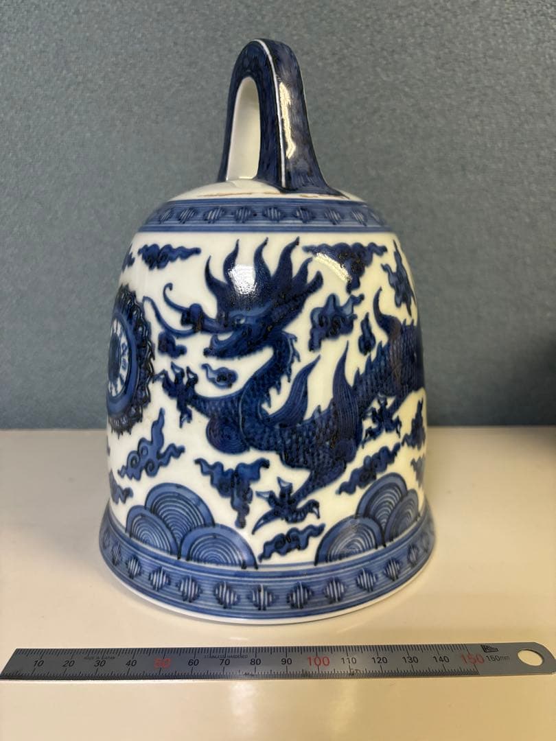 鐘　竹泉　木米　倣　　陶器　釣鐘 煎茶道具　染付
