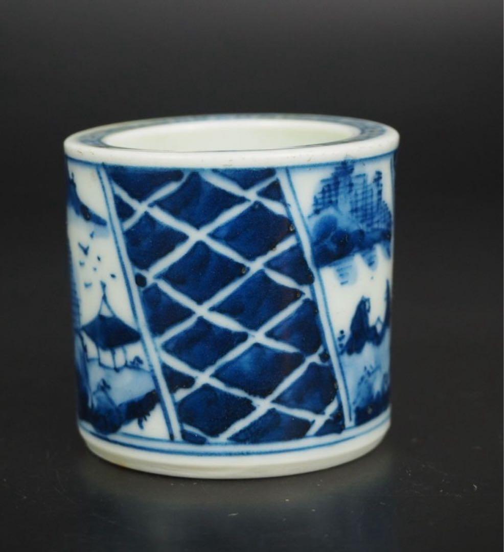 送料無料　紫翠窯　名工初代『西村徳泉』造 山水楼閣蓋置　煎茶道具