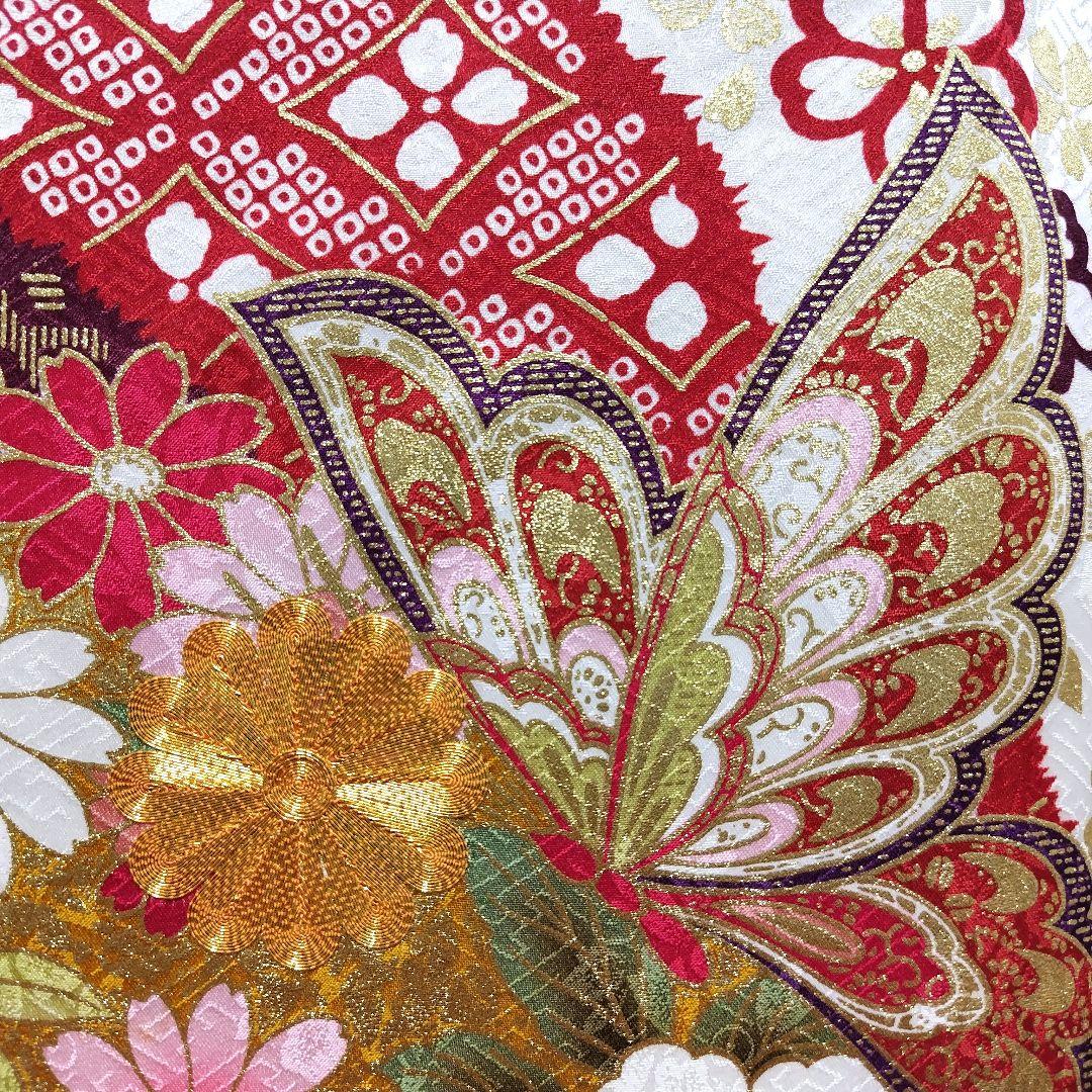 振袖フルセット(7点)・成人式・古典柄・金彩加工・金駒刺繍・地紋・絞り柄・正絹