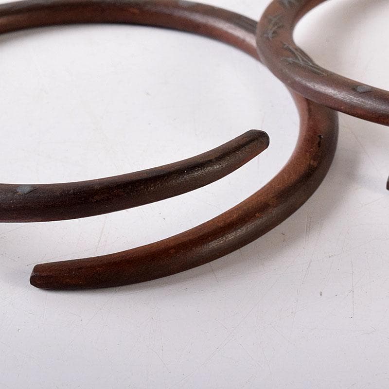 茶道具　高木治良兵衛造　象嵌入　鉄丸環　共箱　C　7552