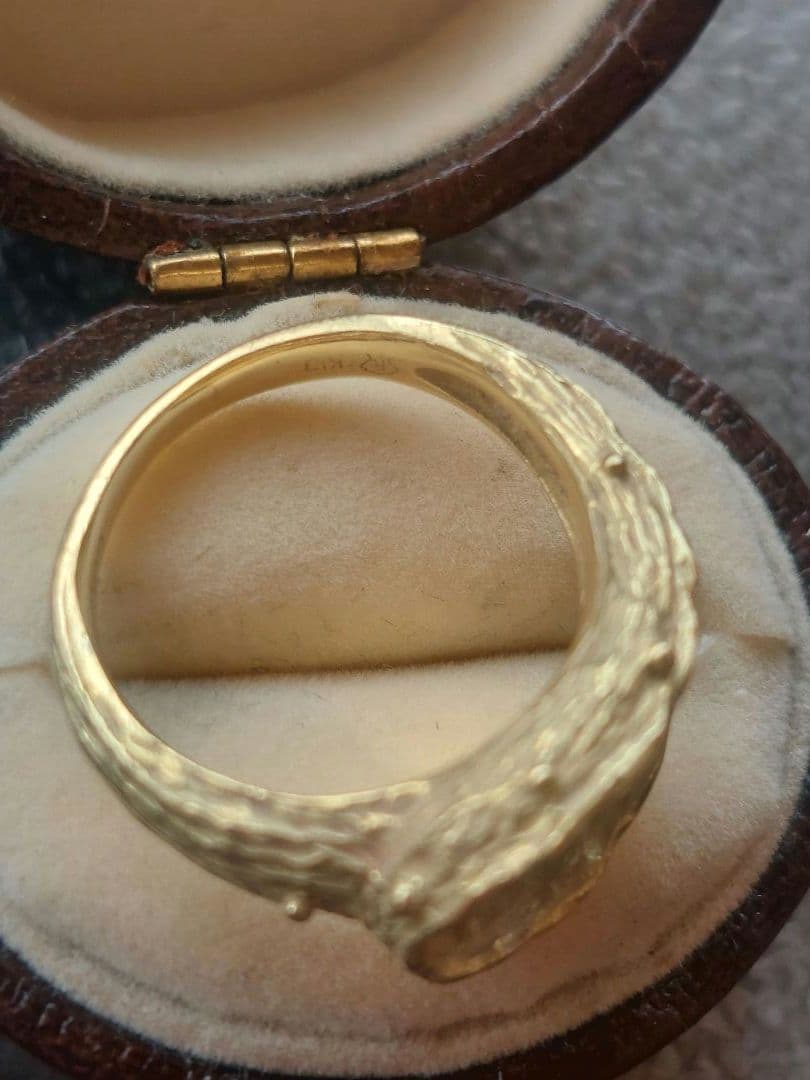 K18大振りリング⭐作家物？⭐艶消し+ダイヤ⭐個性的⭐レア