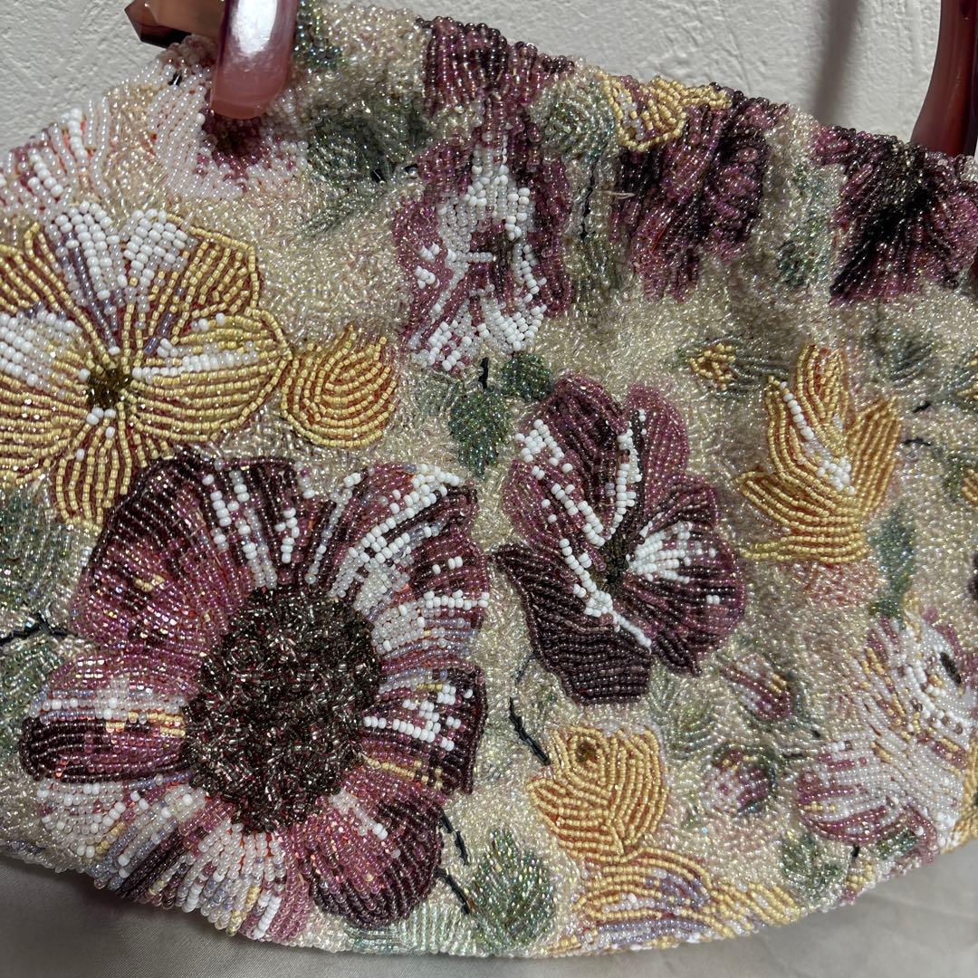 花柄ビーズバッグ/ビーズバック/和装/美品/ヴィンテージ