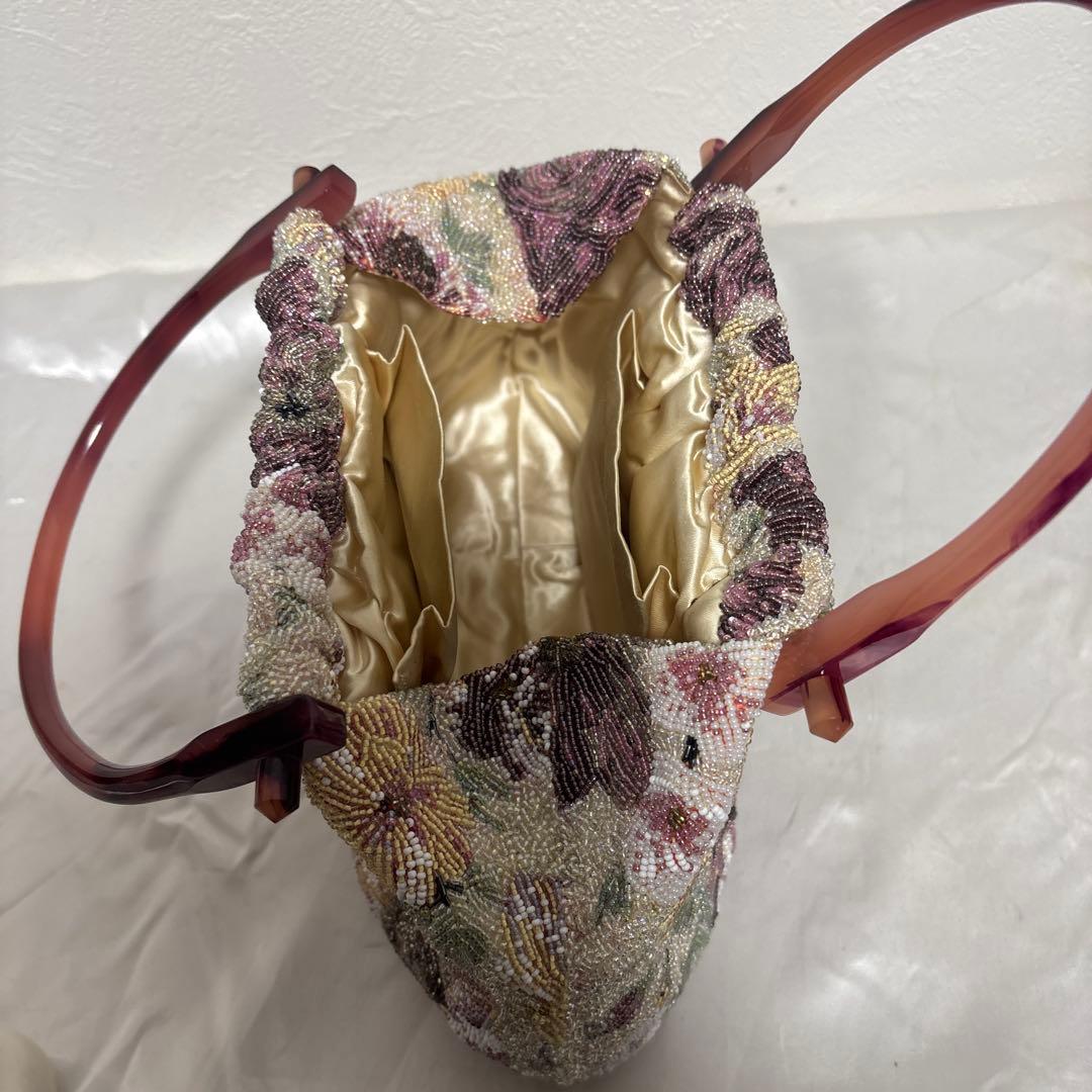 花柄ビーズバッグ/ビーズバック/和装/美品/ヴィンテージ