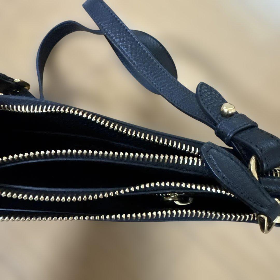 美品　PRADA 1BH046 レザージョルダーバックダブルポシェットブラック