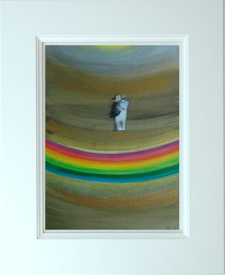 油絵 菅家令子 絵 絵画インテリア額付(銀) F3-030919 子猫子犬女の子