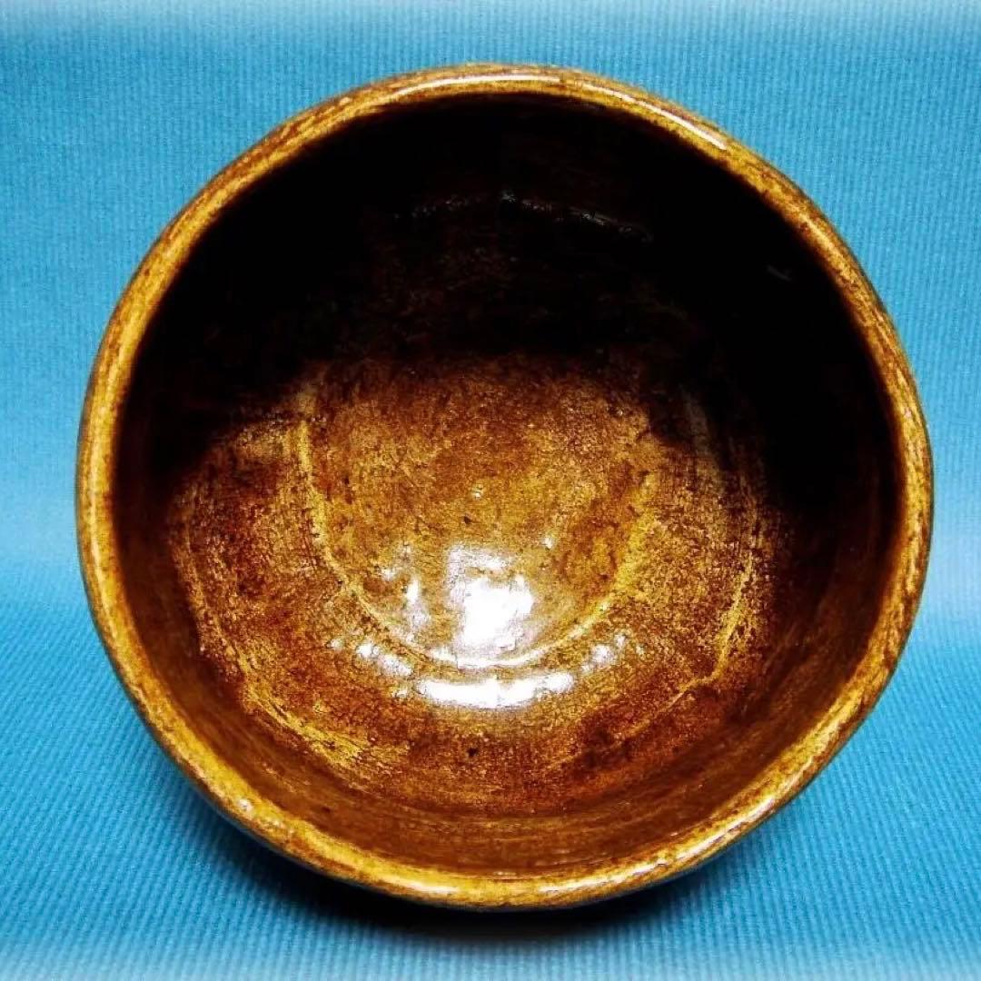 667『飴釉 馬上杯 抹茶茶碗 共箱』　/骨董品 古美術 古玩 アンティーク