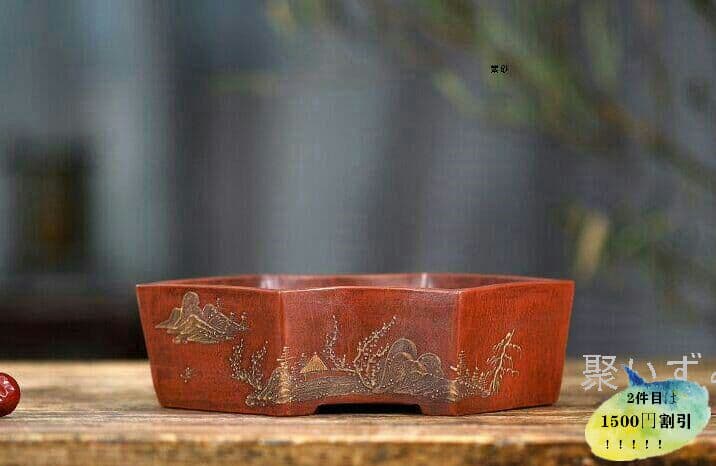 宜興多肉植物鉢 紫泥 盆栽鉢  植木鉢 紫砂の鉢V0Z