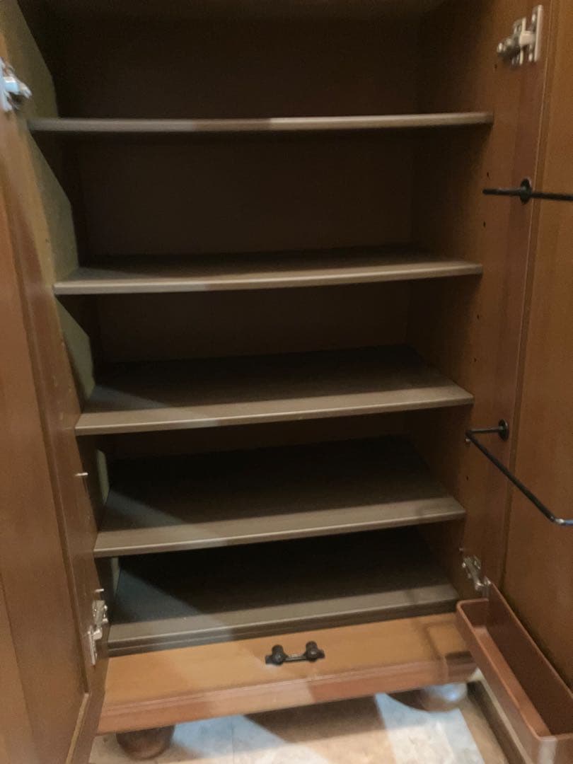 靴箱　下駄箱　シューズボックス　ブラウン　鏡付き