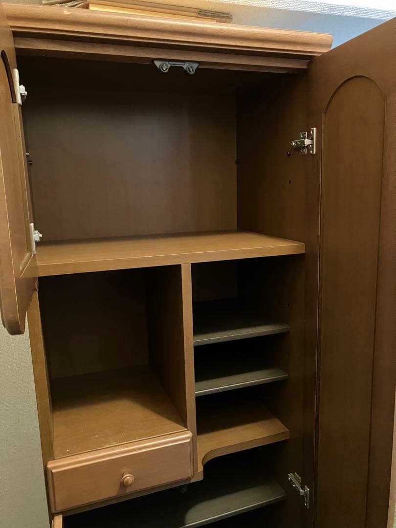 靴箱　下駄箱　シューズボックス　ブラウン　鏡付き