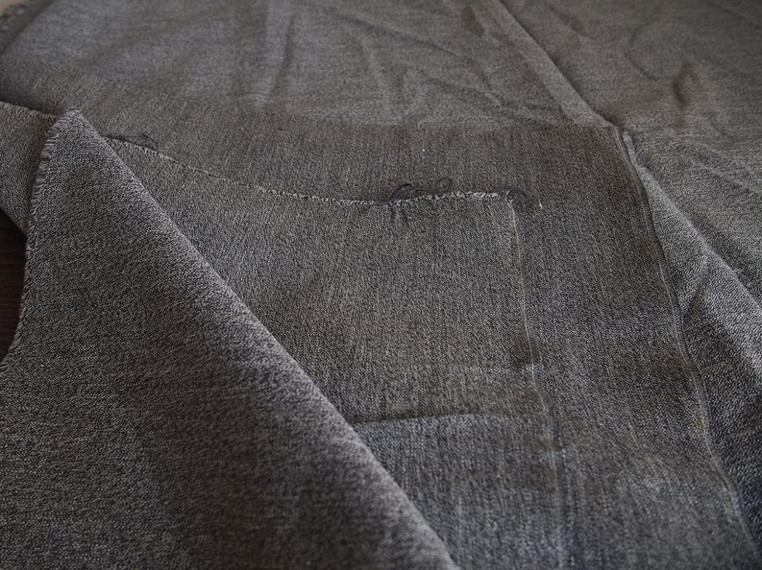 チャコールグレー モールスキン? デッドストック ファブリック/K302