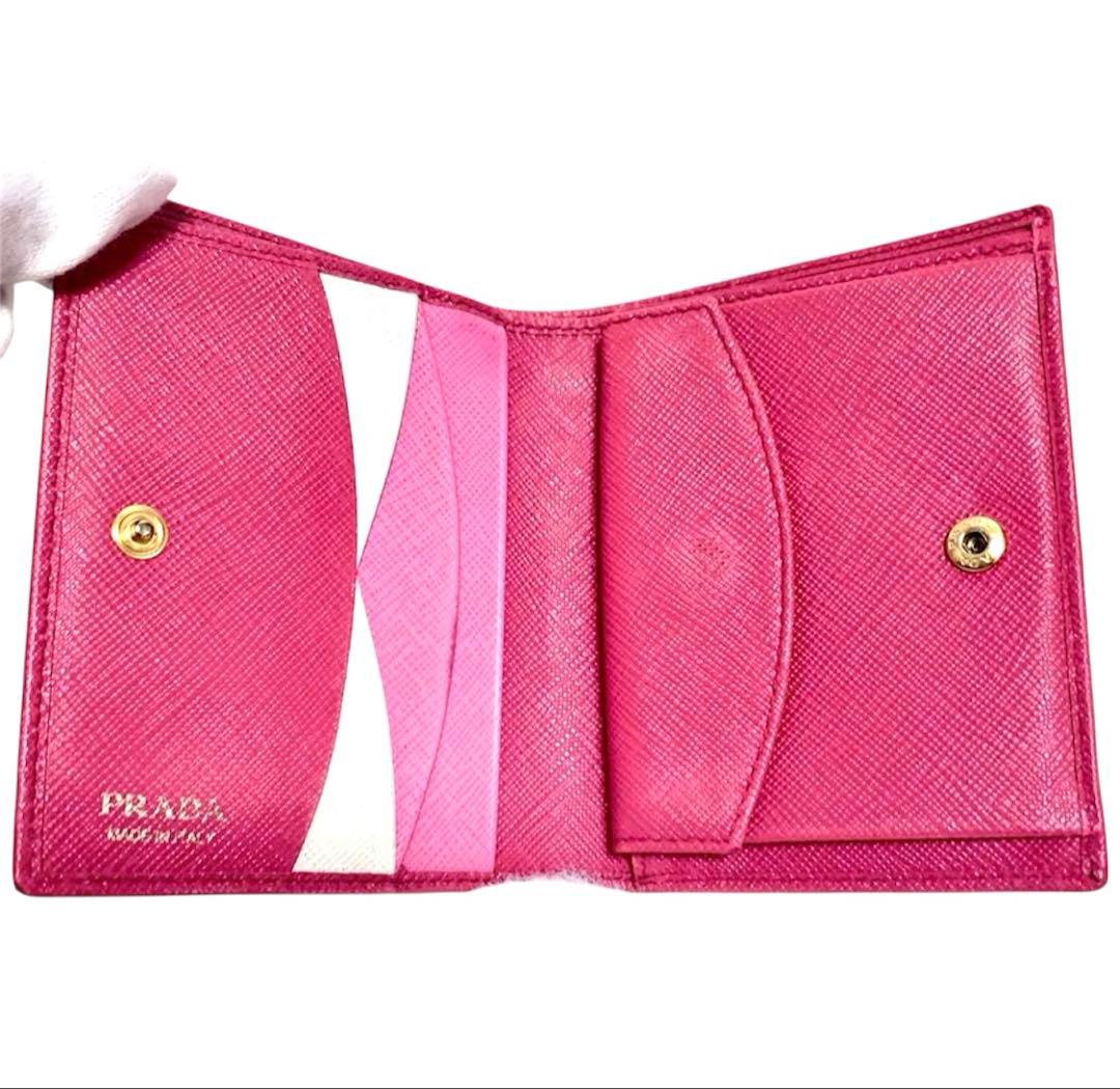 凛様PRADA プラダ　２つ折り財布　サフィアーノレザー　ピンク