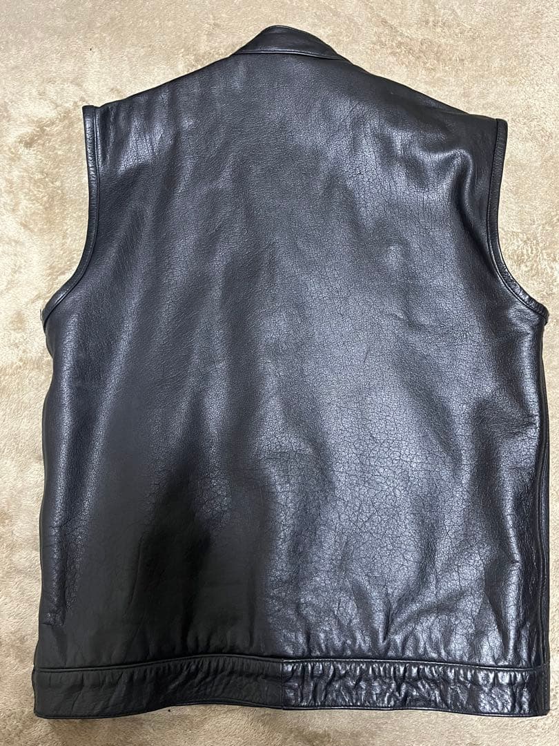 heavy 水牛革 レザーベスト 38 本革 バッファローレザー バイカー
