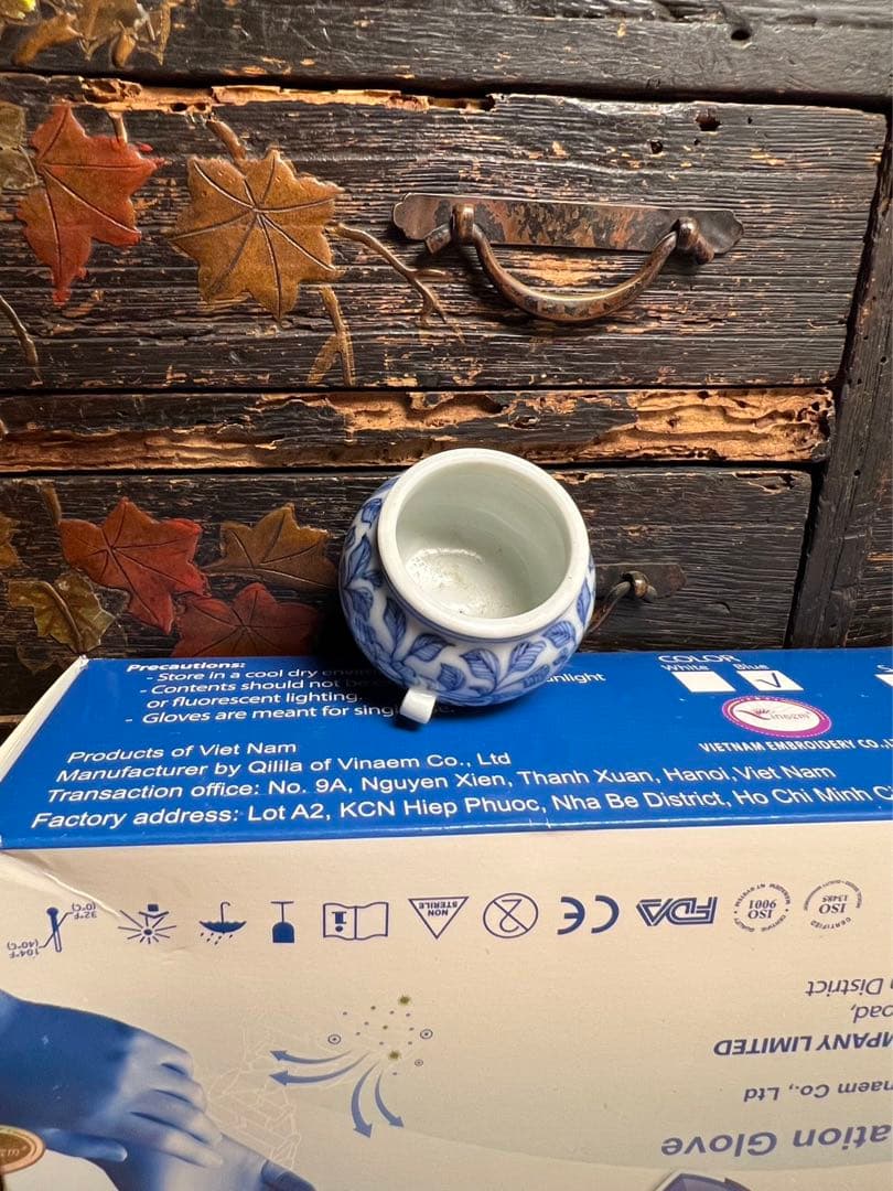 日本/中国古美術 古陶磁器 清時代染付青花辰砂釉花紋 鳥食器 骨董品