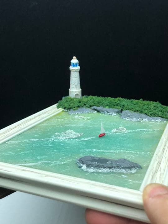 灯台のある風景　ジオラマ