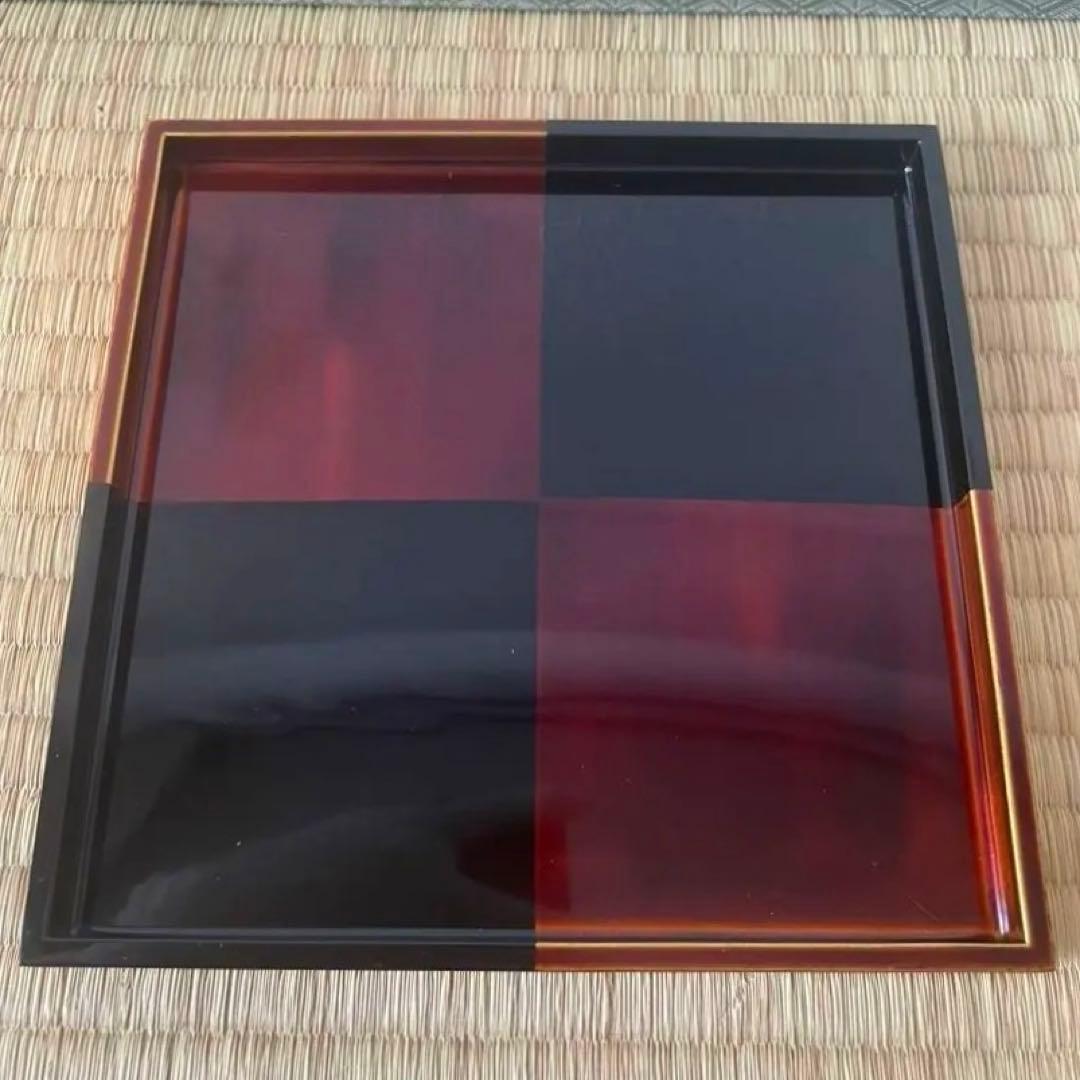 山田平安堂　白檀　二段重　重箱　取り皿2枚、風呂敷付き