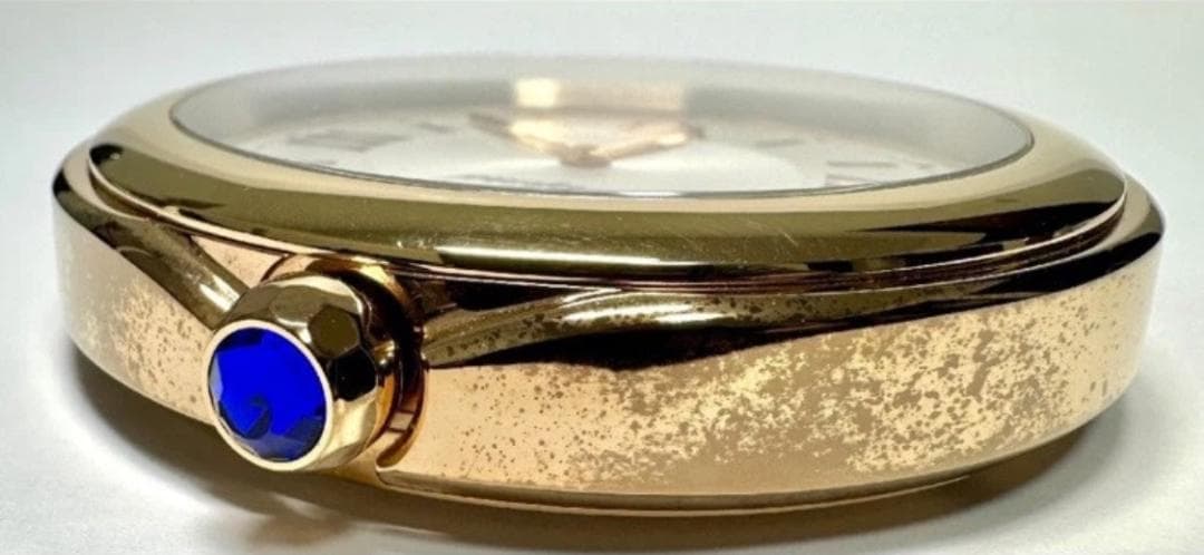 美品 ショパール　ハッピースポーツ　ゴールド トラベルテーブルクロック ケース付