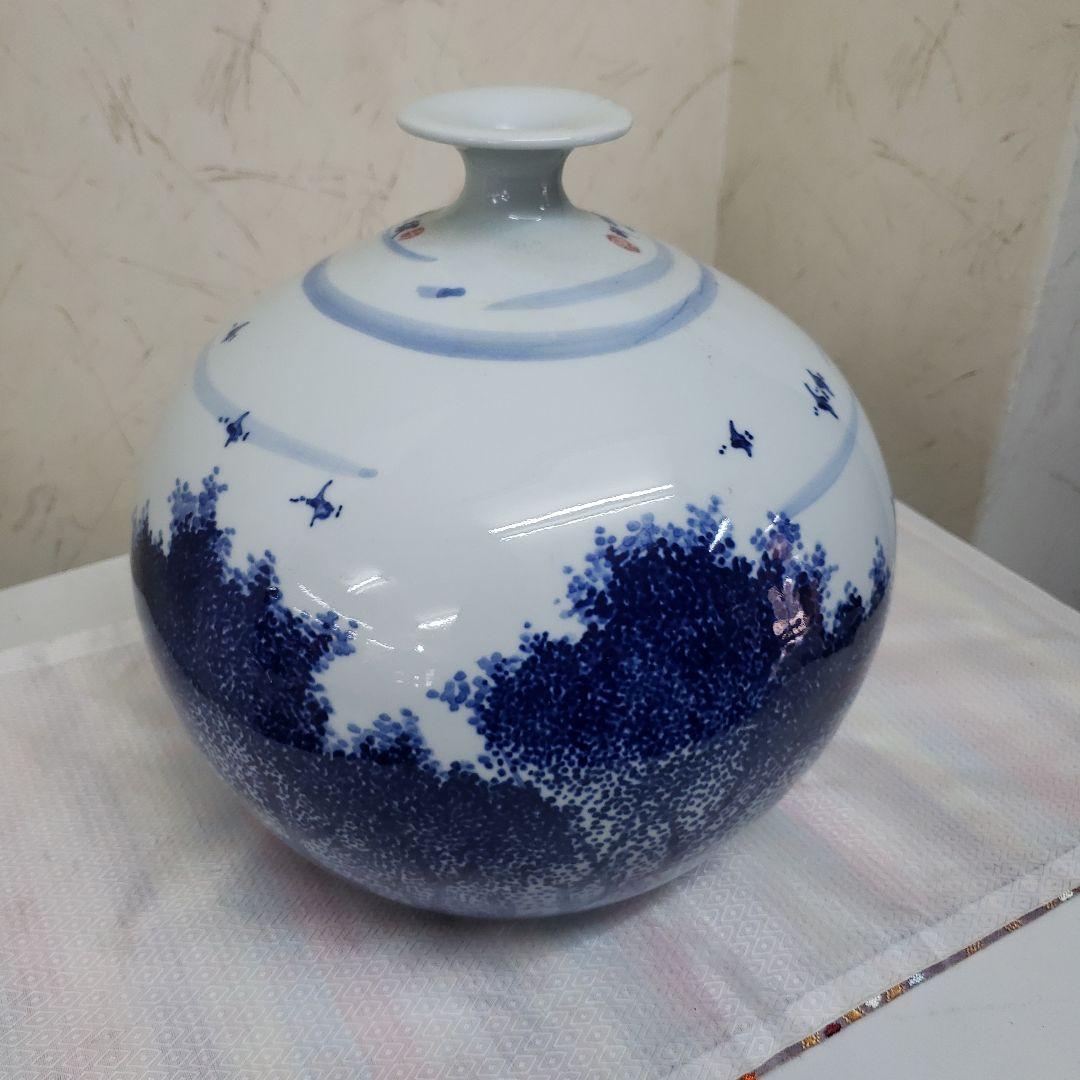 Ｂフライデー蔵出し特価　景徳鎮風景陶器花瓶高さ23cm幅21cm