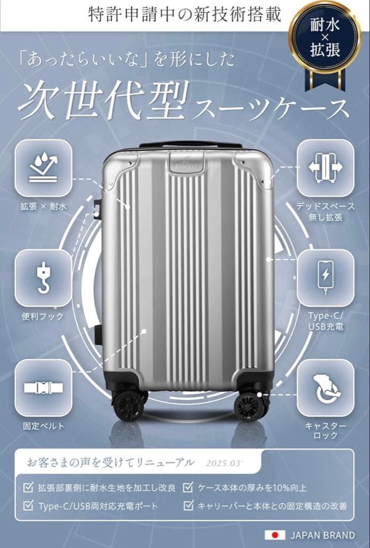 【未使用】Innovel スーツケース Lサイズ ネイビー