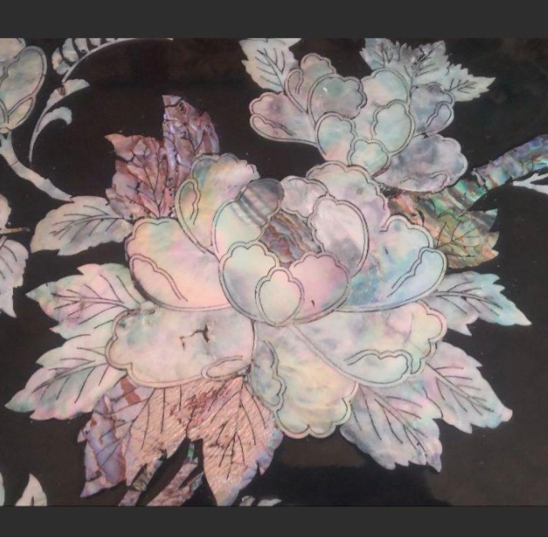 貝殻細工の楕円形座卓