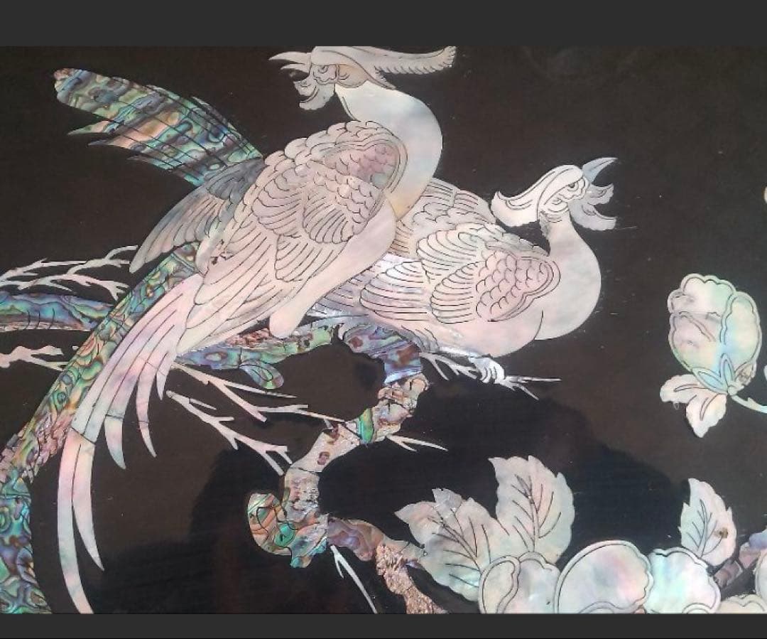 貝殻細工の楕円形座卓