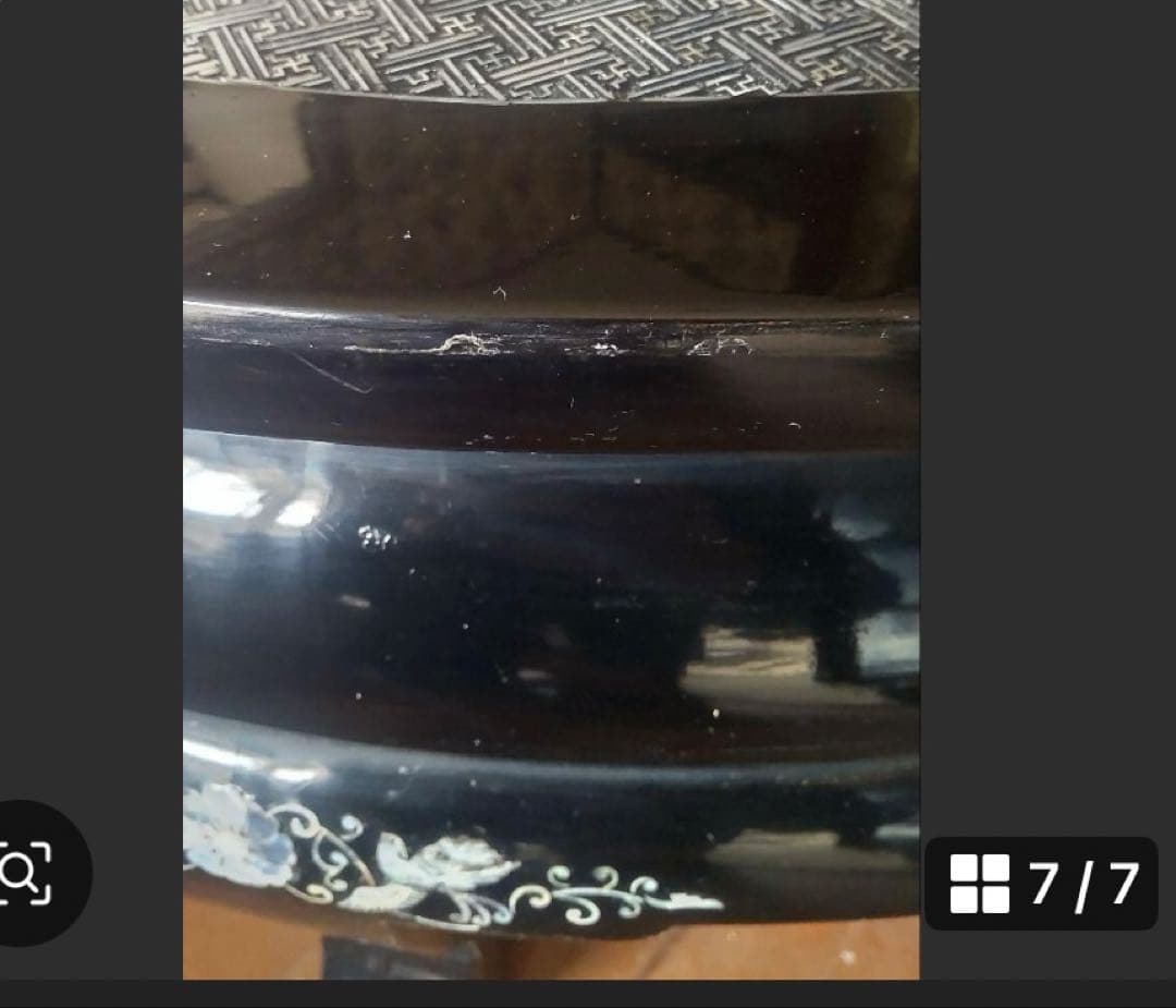 貝殻細工の楕円形座卓