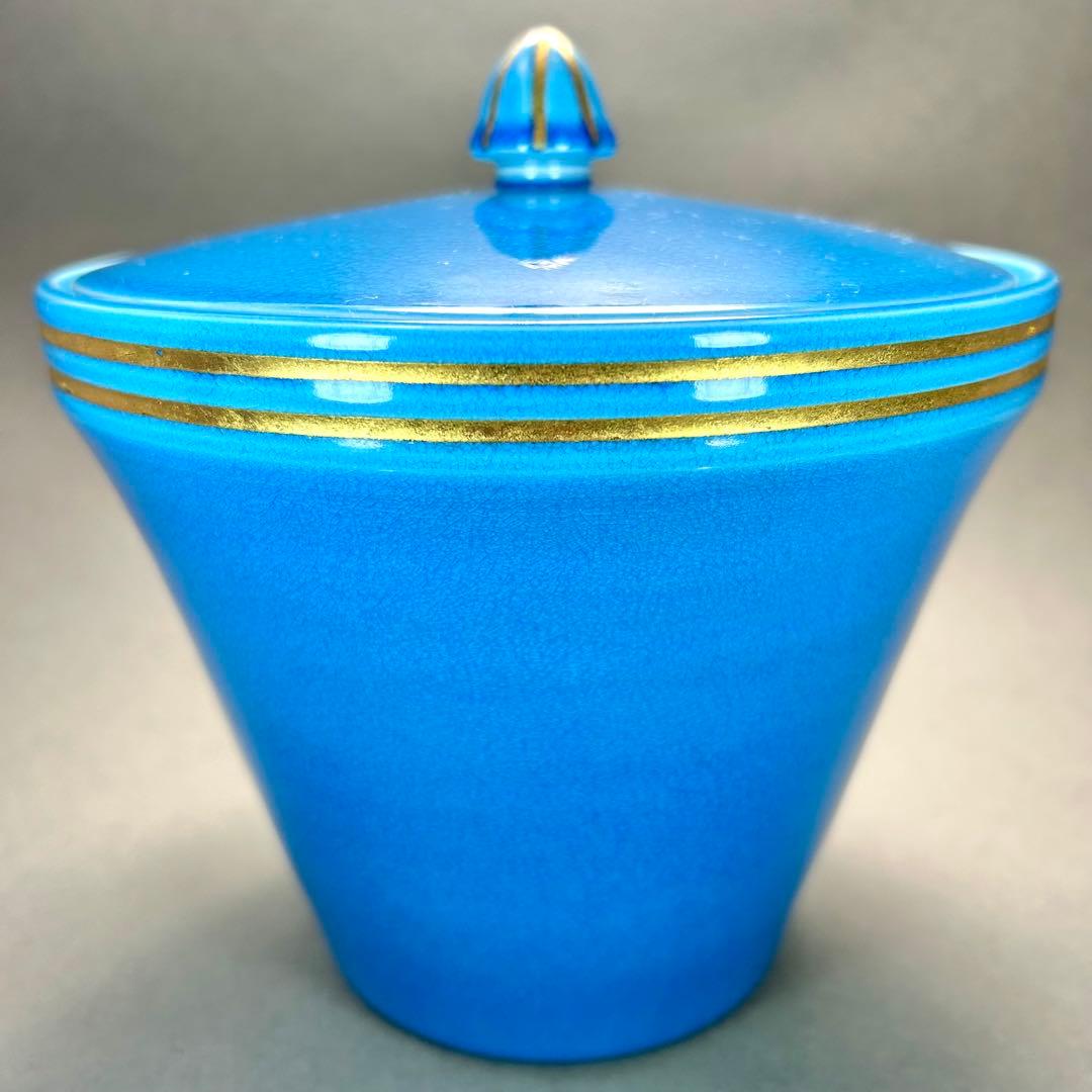 水指　『御室窯　浅黄交趾』　御室焼　水差し　末広　お茶道具　茶道　工芸品　共箱